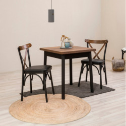 Set mesa y sillas (3 piezas) Oliver negro Practica Hogar