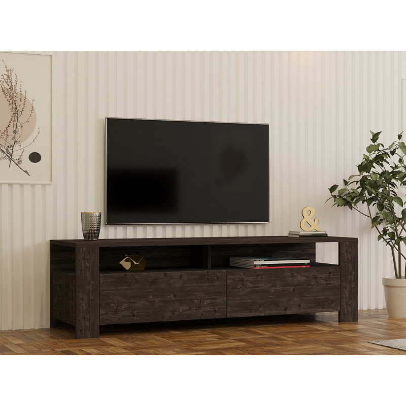 Mueble TV con estante Combe antracita Practica Hogar Mueble TV con estante Combe antracita Practica Hogar
