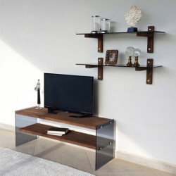 Mueble TV con estante TV102 nogal Practica Hogar