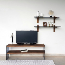 Mueble TV con estante TV102 nogal Practica Hogar