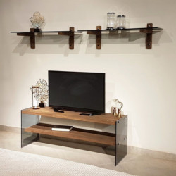 Mueble TV con estante TV102 nogal Practica Hogar