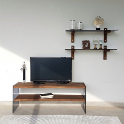 Mueble TV con estante TV102 nogal Practica Hogar