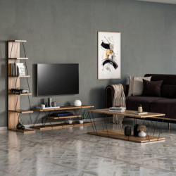 Conjunto de muebles de salón Epsilon pino atlántico negro Practica Hogar