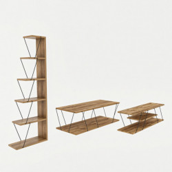 Conjunto de muebles de salón Epsilon pino atlántico negro Practica Hogar