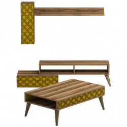 Conjunto de muebles de salón Planet amarillo nogal Practica Hogar
