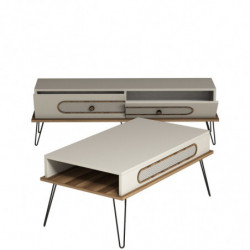 Conjunto de muebles de salón Ekol crema Practica Hogar