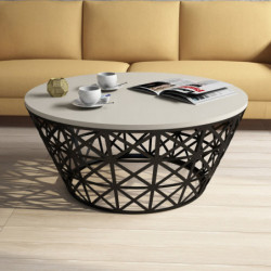 Mesa de centro Stil Metal Ferforje negro crema Practica Hogar
