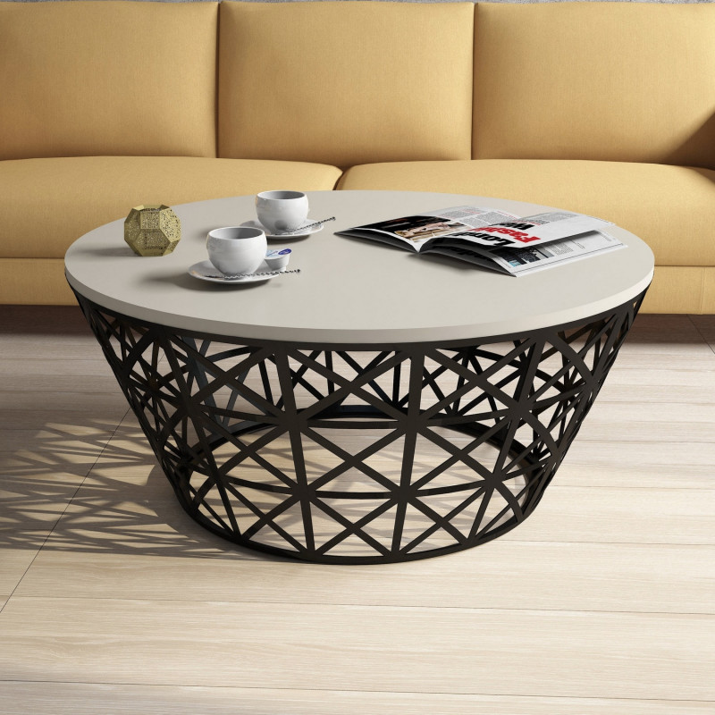 Mesa de centro Stil Metal Ferforje negro crema Practica Hogar Mesa de centro Stil Metal Ferforje negro crema Practica Hogar