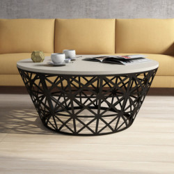 Mesa de centro Stil Metal Ferforje negro crema Practica Hogar