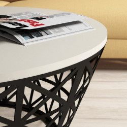 Mesa de centro Stil Metal Ferforje negro crema Practica Hogar