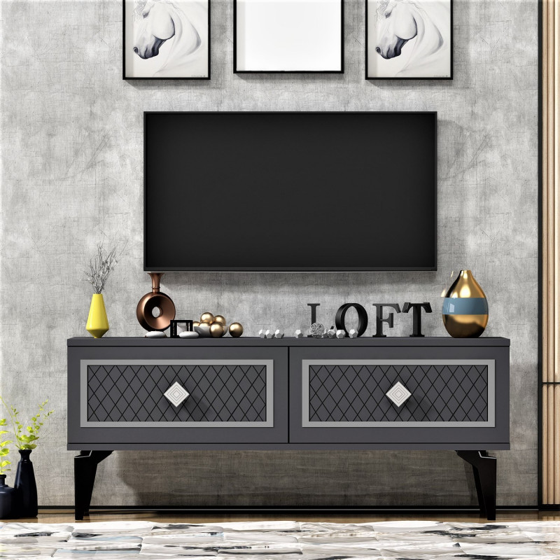 Mueble TV Arel Antracita Plata Practica Hogar Mueble TV Arel Antracita Plata Practica Hogar