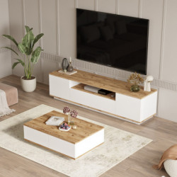 Conjunto de muebles de salón FR17-AW pino atlántico blanco Practica Hogar