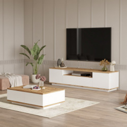 Conjunto de muebles de salón FR17-AW pino atlántico blanco Practica Hogar