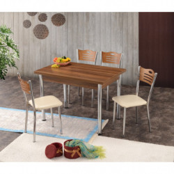 Mesa de comedor extensible Polo-1308 plata nogal Practica Hogar