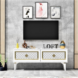 Mueble TV Arel Blanco Oro Practica Hogar