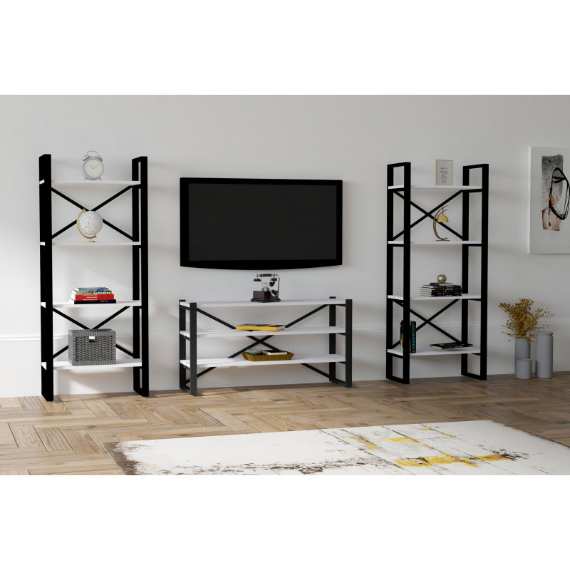 Mueble TV con estante Egzotik blanco Practica Hogar Mueble TV con estante Egzotik blanco Practica Hogar