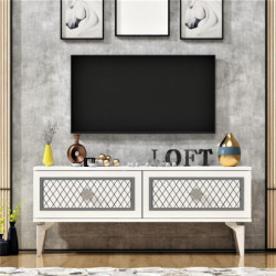 Mueble TV Arel Blanco Plata Practica Hogar