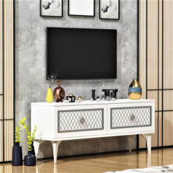 Mueble TV Arel Blanco Plata Practica Hogar