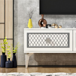 Mueble TV Arel Blanco Plata Practica Hogar