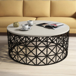 Mesa de centro Selin Metal Ferforje negro crema Practica Hogar