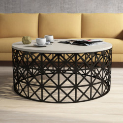 Mesa de centro Selin Metal Ferforje negro crema Practica Hogar