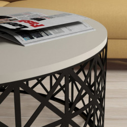 Mesa de centro Selin Metal Ferforje negro crema Practica Hogar