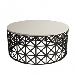 Mesa de centro Selin Metal Ferforje negro crema Practica Hogar