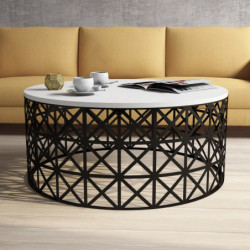 Mesa de centro Selin Metal Ferforje blanco negro Practica Hogar