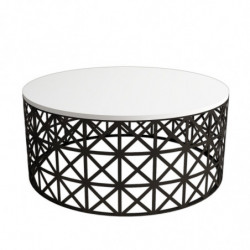 Mesa de centro Selin Metal Ferforje blanco negro Practica Hogar