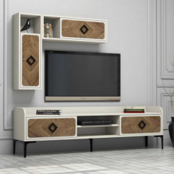Mueble TV con estante Samba crema nogal Practica Hogar