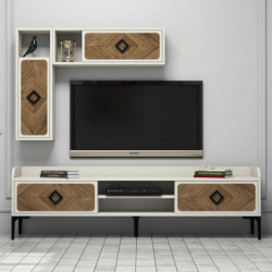 Mueble TV con estante Samba crema nogal Practica Hogar