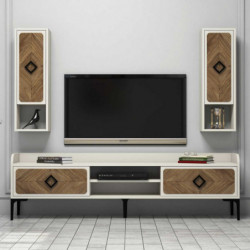 Mueble TV con estante Samba crema nogal Practica Hogar