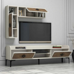Mueble TV con estante Samba crema nogal Practica Hogar