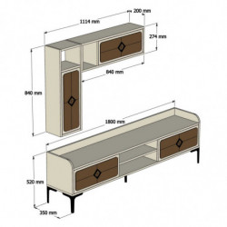 Mueble TV con estante Samba nogal Practica Hogar