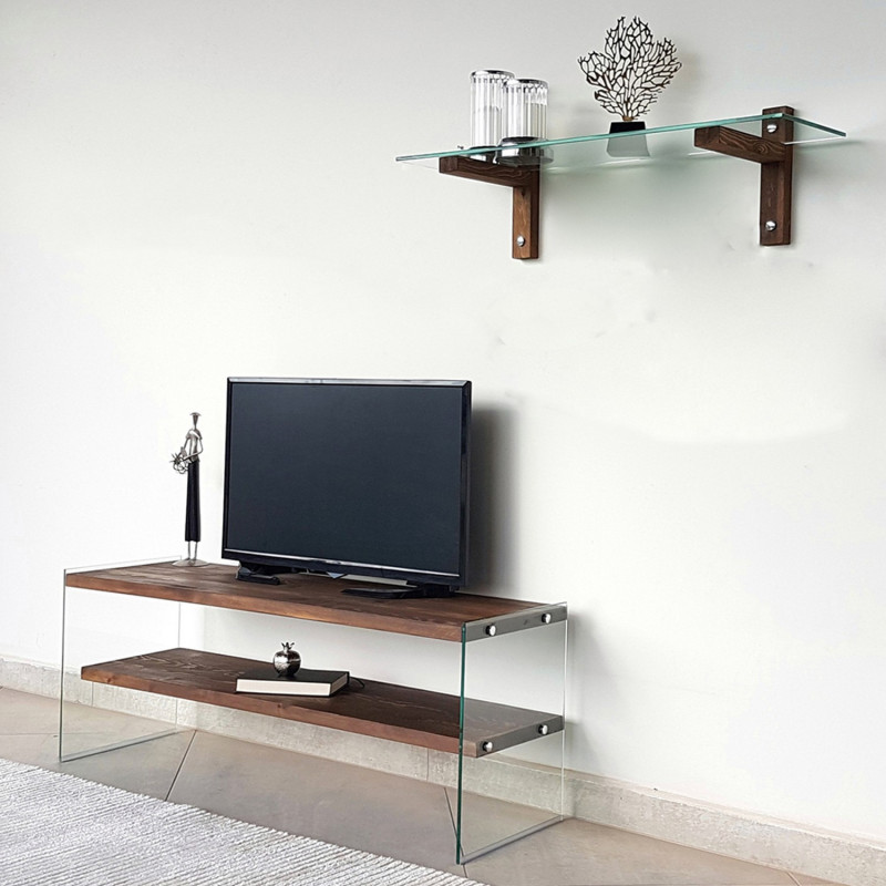 Mueble TV con estante TV104 nogal Practica Hogar Mueble TV con estante TV104 nogal Practica Hogar
