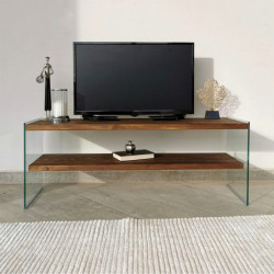 Mueble TV con estante TV104 nogal Practica Hogar