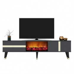 Mueble TV Vania Fireplace Antracita Oro Practica Hogar