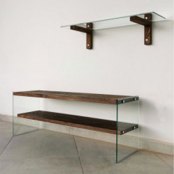 Mueble TV con estante TV104 nogal Practica Hogar