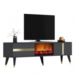 Mueble TV Vania Fireplace Antracita Oro Practica Hogar