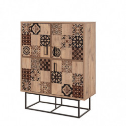 Mueble auxiliar Quantum Solo-Mosaic pino atlántico negro marrón Practica Hogar