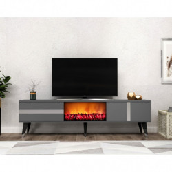 Mueble TV Vania Fireplace Antracita Plata Practica Hogar