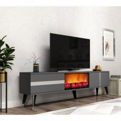 Mueble TV Vania Fireplace Antracita Plata Practica Hogar