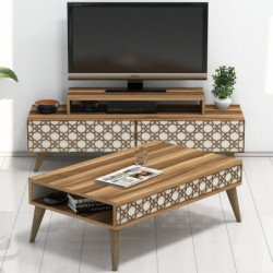 Conjunto de muebles de salón City crema nogal Practica Hogar