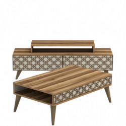 Conjunto de muebles de salón City crema nogal Practica Hogar