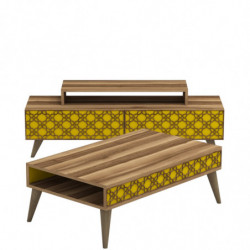 Conjunto de muebles de salón City amarillo nogal Practica Hogar