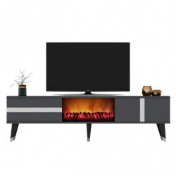 Mueble TV Vania Fireplace Antracita Plata Practica Hogar