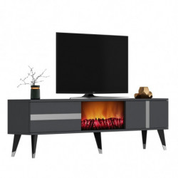 Mueble TV Vania Fireplace Antracita Plata Practica Hogar