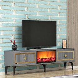 Mueble TV Flame Fireplace Antracita Oro Practica Hogar
