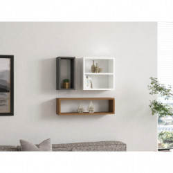 Estante de pared Ece nogal antracita blanco Practica Hogar