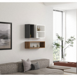 Estante de pared Ece nogal antracita blanco Practica Hogar